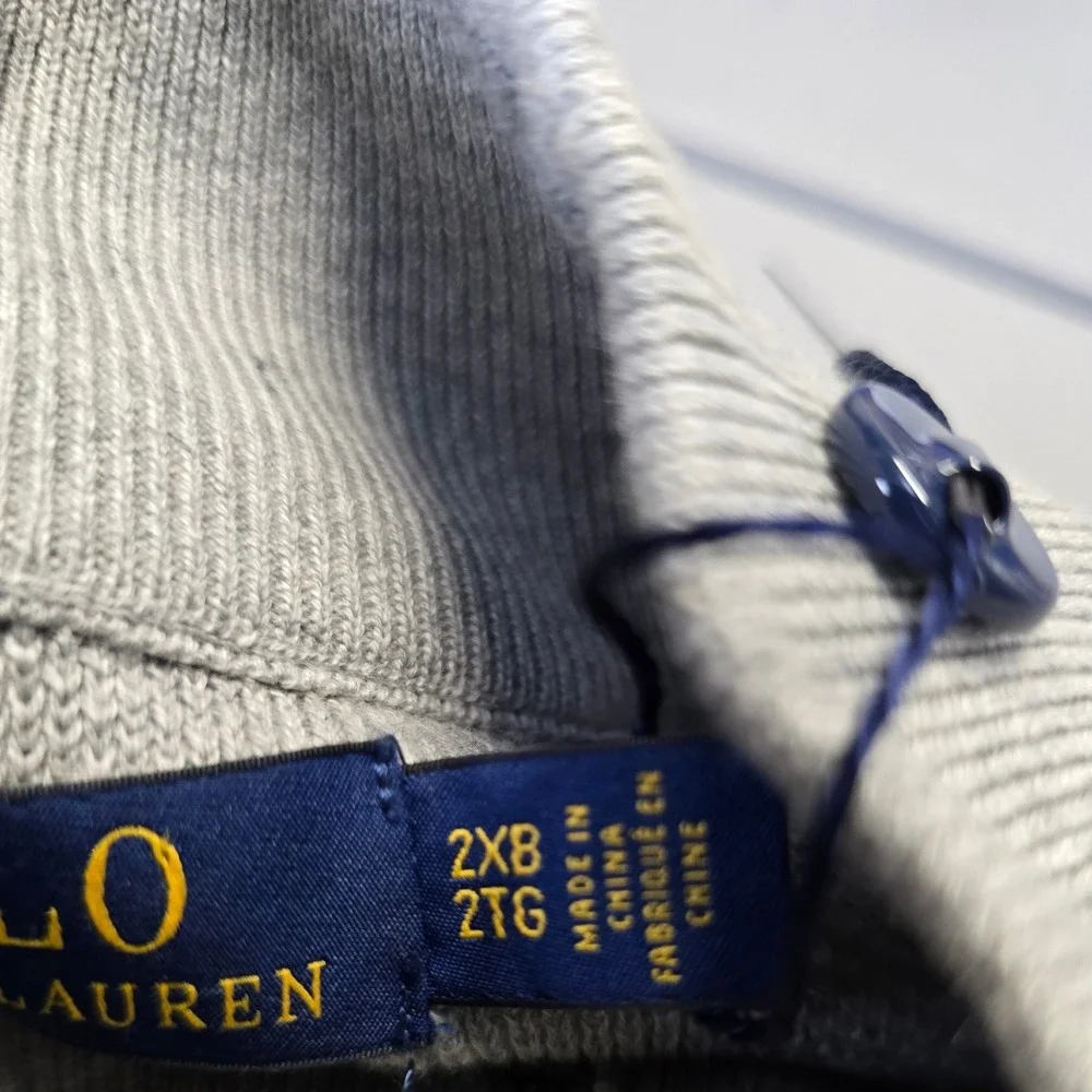 Polo Ralph Lauren Quarter Zip Sweater 2XB Gray Pima Cotton NWT